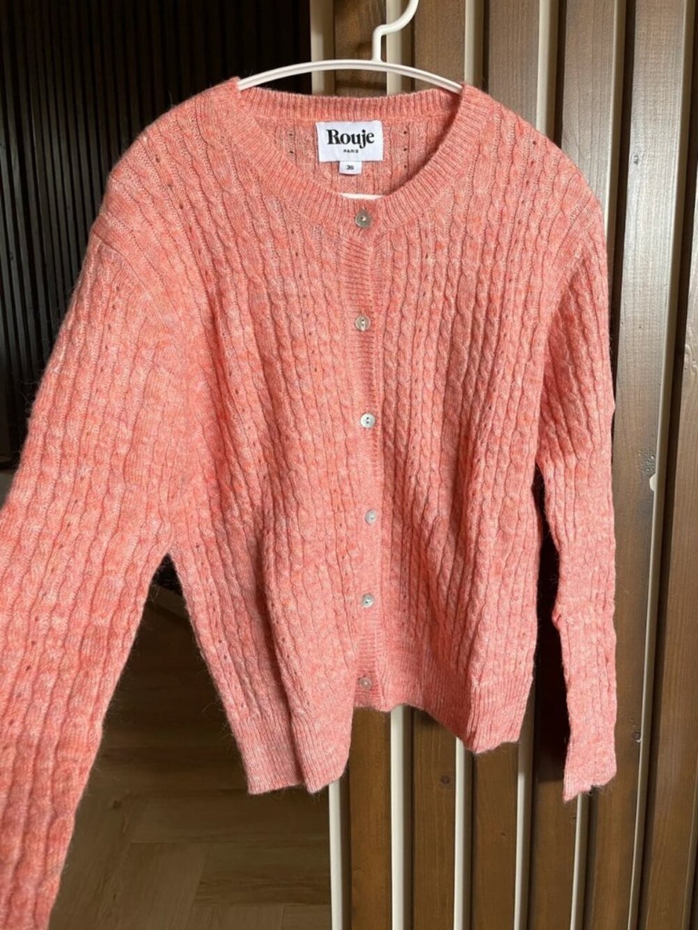 Rouje Ribbed Knit Cardigan Coral XS